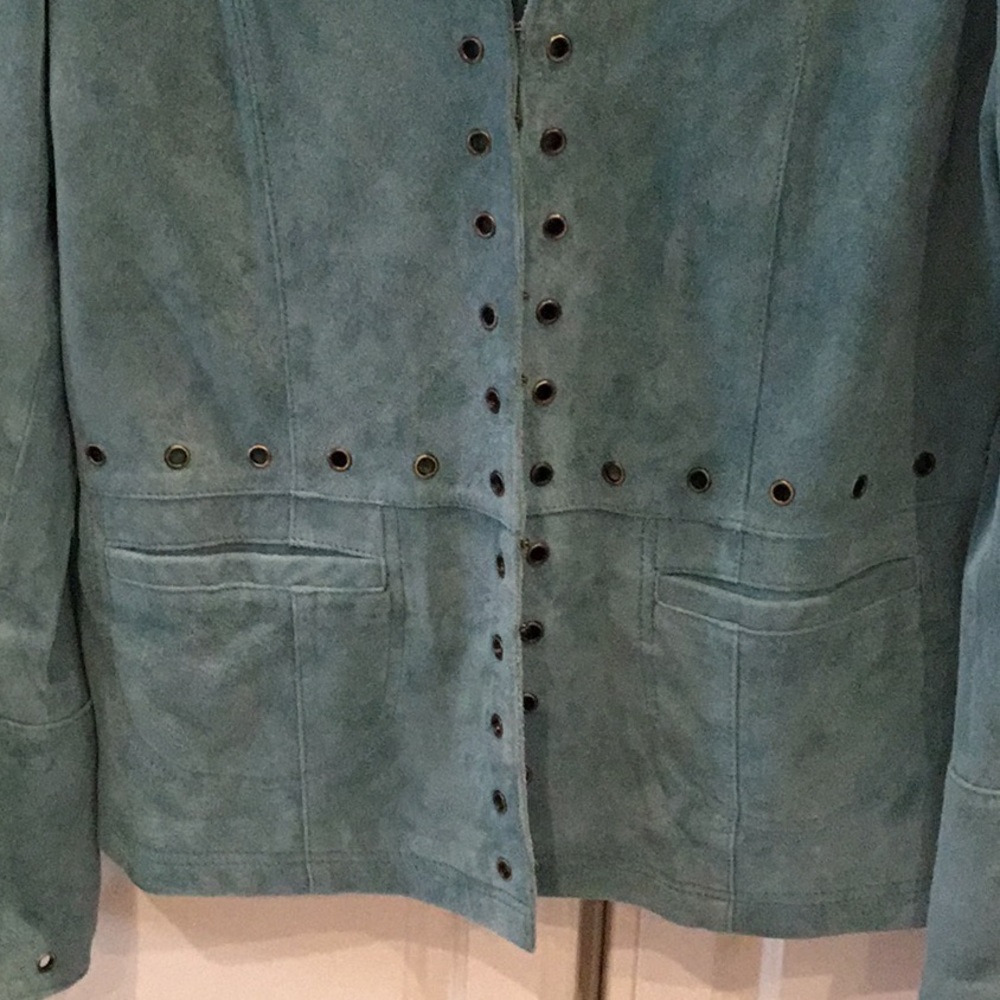 Sharon Young Vintage Blue Suede Boho Jacket - Picture 3 of 8
